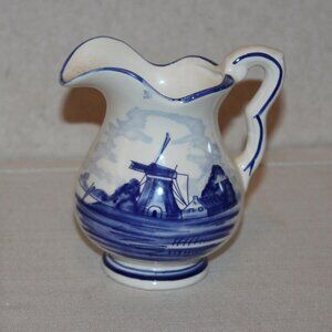 Vintage Delft Blue Pitcher Hand Painted - DAIC